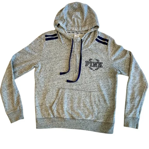 PINK Victoria's Secret ~ Gray and Blue Zip-Up ShirtSweat, Pullover,L/G - Picture 5 of 11